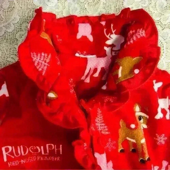 Rudolph the red nosed reindeer Clarice fleece pajamas. Christmas pajamas sz 12M - Picture 5 of 12